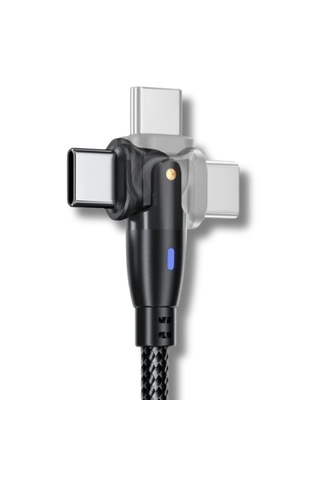 Type C To Type C Hızlı Şarj Data Kablosu Çevirici Dönüştürücü Adaptör 180 Derece 60w 1 Metre 100 Cm