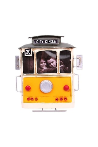 Kenpazar Dekoratif Metal Çerçeve Tramvay Temalı Vintage Hediyelik