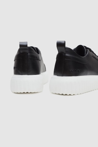 D's Damat Siyah Kalın Beyaz Tabanlı Bağcıklı Sneaker Ayakkabi 3EC09ORT0381 Siyah