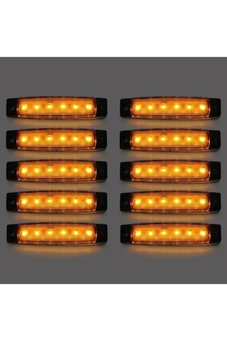Ahmet Otomotiv Dorse Parmak Lamba 12 -24 Volt 6 Ledli Sarı Renk 10 Adet Parmak Led Dorse Kamyon Led Lamba Turuncu