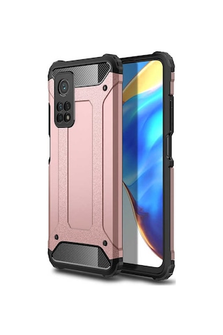 Noktaks - Xiaomi Mi 10t Pro 5g Uyumlu - Kılıf Çift Katman Zırh Tank Crash Military Kapak - Rose Gold