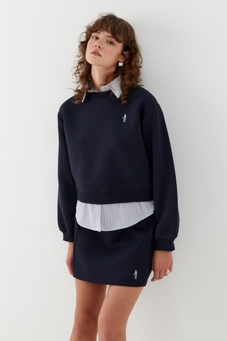 Çizgili Bel Bağcıklı Mini Etek Lacivert Lacivert