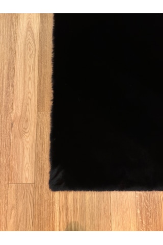 Ultra Soft Siyah Yumuşak Dokulu Peluş Halı Dikdörtgen