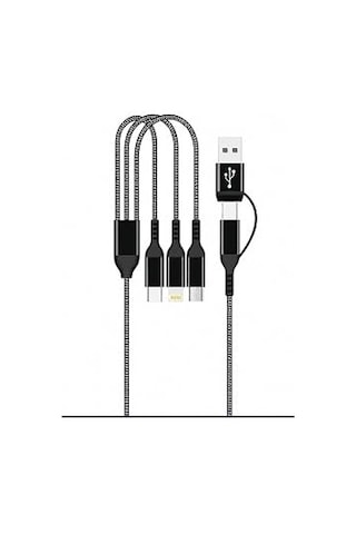 Hepu Hp-13 3in1 Çoklu Hızlı Şarj Kablosu Lightning Type-c & Micro Usb Çıkışlı Örgülü Kumaş Kablo Ev Araç Ve Ofis Uyumlu 1.2 Metre