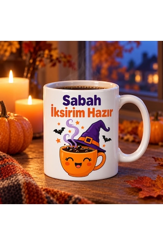 Buradabulabilirsin Sabah İksirim Hazır Tasarımlı Porselen Kupa - Model 374 Bbz Çok Renkli
