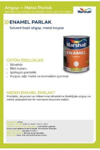 Marshall Enamel Parlak Sentetik Yağlı Boya Açık Kahve 0.75 L