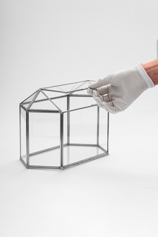 Cam Kart Kutusu Geometrik Fanus Gümüş