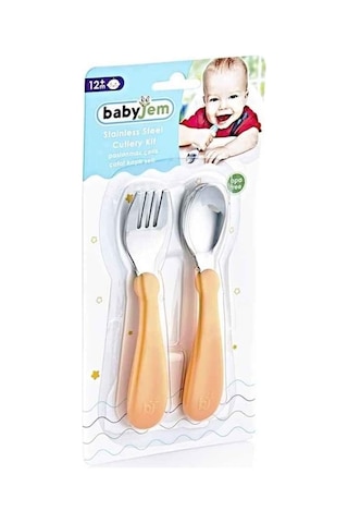 Babyjem Paslanmaz Çelik Çatal Kaşık Seti Somon Genel