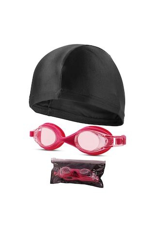 2li Set Boneli Yetişkin Yüzücü Gözlüğü Kılıflı Su Geçirmez Yüzme Havuz Deniz Gözlük Pembe 1015 Pembe