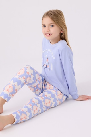 Kız Çocuk Mavi Uzun Kol Pijama Takım Mor