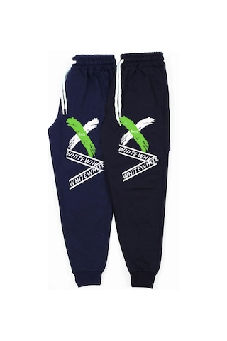Fyk Kids 2 Li Fermuarlı, Baskılı X Collection Erkek Çocuk Eşofman Altı Siyah - Lacivert