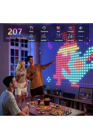 Led Işıklı Akıllı Perde Animasyonlu Uzaktan Kumanda Sevgili Eğlence Parti Yılbaşı 2x2 Mtr 400 Ledli Çok Renkli