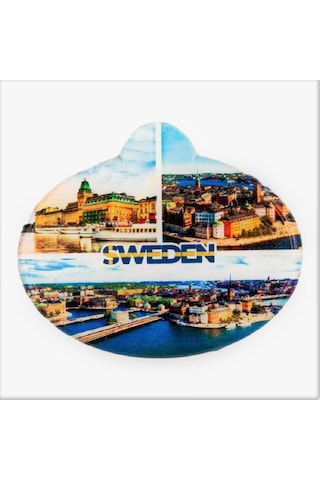 İsveç Stockholm Temalı Oval Magnet Buzdolabı Magneti