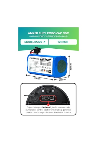 Eufy Robovac 35c Batarya 3.200mah Pil Robot Süpürge Batarya