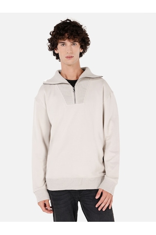 Colin's Colins Normal Kesim Fermuarlı Dik Yaka Taş Erkek Sweatshirt Cl1071231 Taş