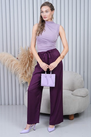 Polologin Butik Koyu Mor Bol Paça Pantolon Kapalı Mor