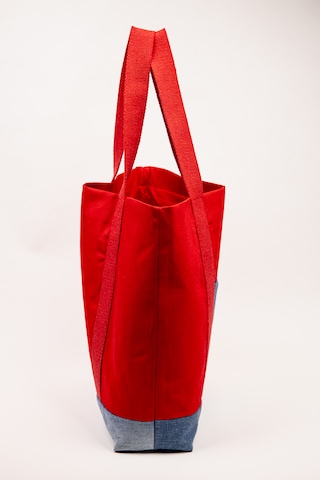 Fabric Craft Bag Plaj & Günlük Omuz Çantası Kırmızı Denim Detaylı Astarlı 51x44 Cm Kırmızı - Mavi