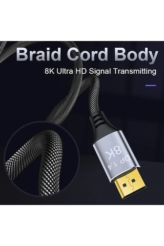 Miaxtreme 8k Displayport Dp Kablo Örgülü 1.5 Metre 1.4 Versiyon Dp Kablo Gaming Sinema Yüksek Kalite Dp Kablo