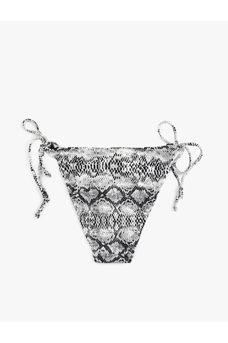 Koton Yanları Bağlamalı İpli Yılan Derisi Desenli Bikini Altı Siyah Desenli 5sak00113mm Siyah Desenli