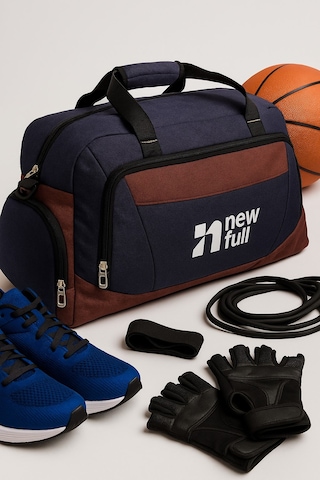 Newfull Sport Kanvas Seyahat Ve Spor Çantası-Ortaboy Lacivert-Kırmızı Lacivert - Kırmızı