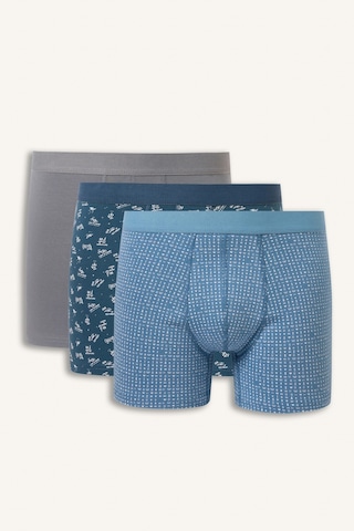 Defacto Regular Fit Desenli Beli Lastikli 3lü Boxer I3347ax26auın264 İndigo-ın264