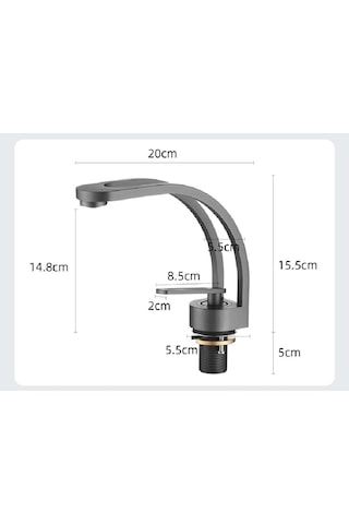 Banyo Şelale Lavabo Bataryası Antrasit