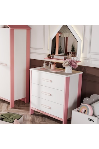 Meltem Kids Cozy Pembe Çocuk Odası Şifonyer