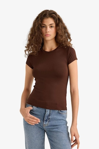 Defacto Slim Fit Dar Kesim Bisiklet Yaka Basic Düz Siyah Kısa Kollu Tişört F7768ax25aubn341 Kahve