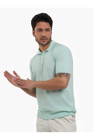 Dufy Su Yeşili Erkek Slim Fit Balıksırtı Desenli Polo Yaka Kazak - 104556-su Yeşili Su Yeşili
