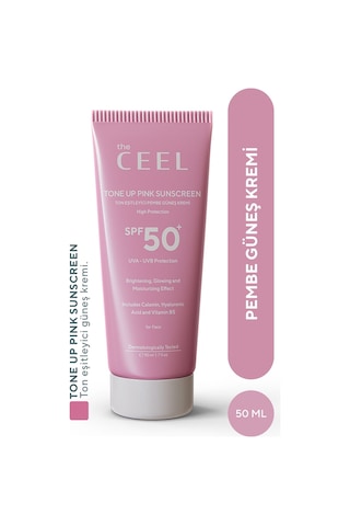 The Ceel Leke Karşıtı Ton Eşitleyen Spf 50+ Pembe Renkli Güneş Kremi Glutatyon, Hyaluronik Asit Etkili 50 ml