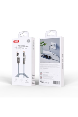 4'ü 1 Arada Şarj Kablosu Nb275 Hızlı Şarj Type-c/ Lightning/ Usbb