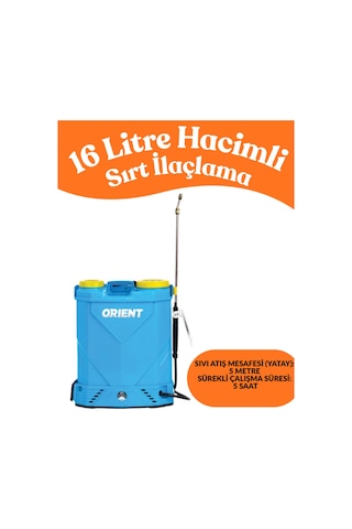 16 Lt Şarjlı İlaçlama Pompası 12v 8ah Akülü Pulverizatör Sırt İlaçlama Bitki Bahçe İlaçlama