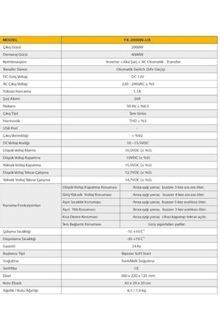 Mexxsun 2000 Watt 12 Volt Tam Sinüs Ups İnvertör İnverter Tam Sinüs Ups İnverter