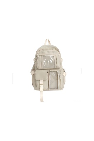 Lemestar Kadınlar İçin Dayanıklı Kumaş Çift Omuzlu Çanta - Üniversite/lise/ortaokul - Minimalist Beyaz Desen - Kişisel Stil Ve Konfor Beyaz