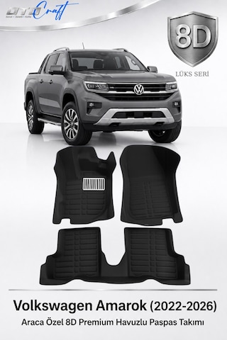 Otocraft Volkswagen Amarok 2022-2026 Araca Özel 8d Havuzlu Oto Paspas Takımı Siyah Tam Set 3 Parça Otocraft Volkswagen Amarok 2022-2026 Araca Özel 8d Havuzlu Oto Paspas Takımı Siyah Tam Set 3 Parça