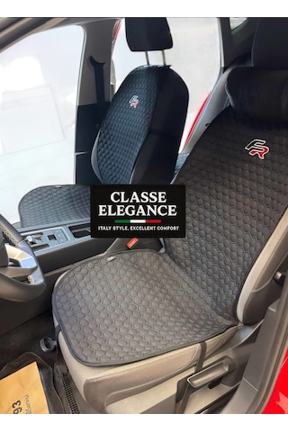 Seat Leon Fr Logolu Oto Koltuk Kılıfı Sırt Destekli Minder Classe Elegance Ön İkili +arka Oturma Set Siyah