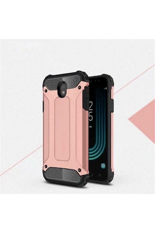 Noktaks - Samsung Galaxy Uyumlu Galaxy J7 Pro - Kılıf Çift Katman Zırh Tank Crash Military Kapak - Rose Gold