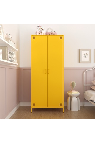 Pera Metal Elbise Dolabı, Soyunma Dolabı, İki Kapılı, 80,50 X 50 X 189,50 Cm Ral 1018 Sarı