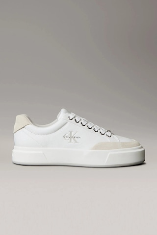 Calvin Klein Basket Cupsole Bağcıklı Deri Karışımlı Kadın Beyaz Sneaker Yw0yw02023-0k7 Beyaz
