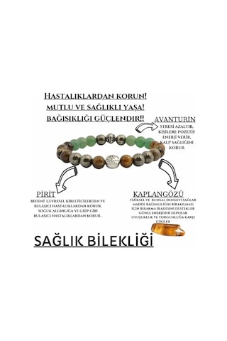 Endoles Doğal Taş Sağlik & Şifa Doğal Taş Tılsım Bilekliği Pir 19 Çok Renkli