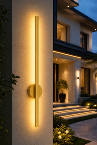 Dekoratif 20w İç Mekan Gold Kasa 3 Renkli Işık Elektrikli 80 Cm Duvar Aplik 1 Adet