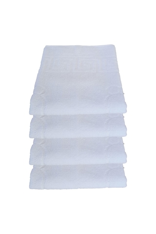 4 Lü Ayak Izli Banyo Paspas 100 Pamuklu Ayak Havlusu Beyaz