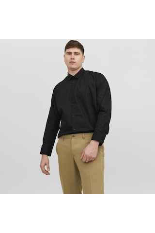 Jack & Jones Büyük Beden Uzun Kollu Gömlek - Joe - 12200623 Siyah