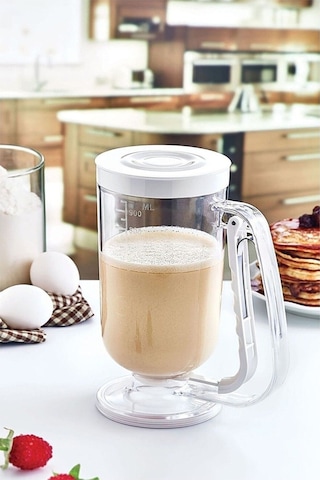 Pankek Dağıtıcı Hamur Porsiyonlayıcı Şekillendirici 900 Ml Dökme Aparatı Beyaz Beyaz