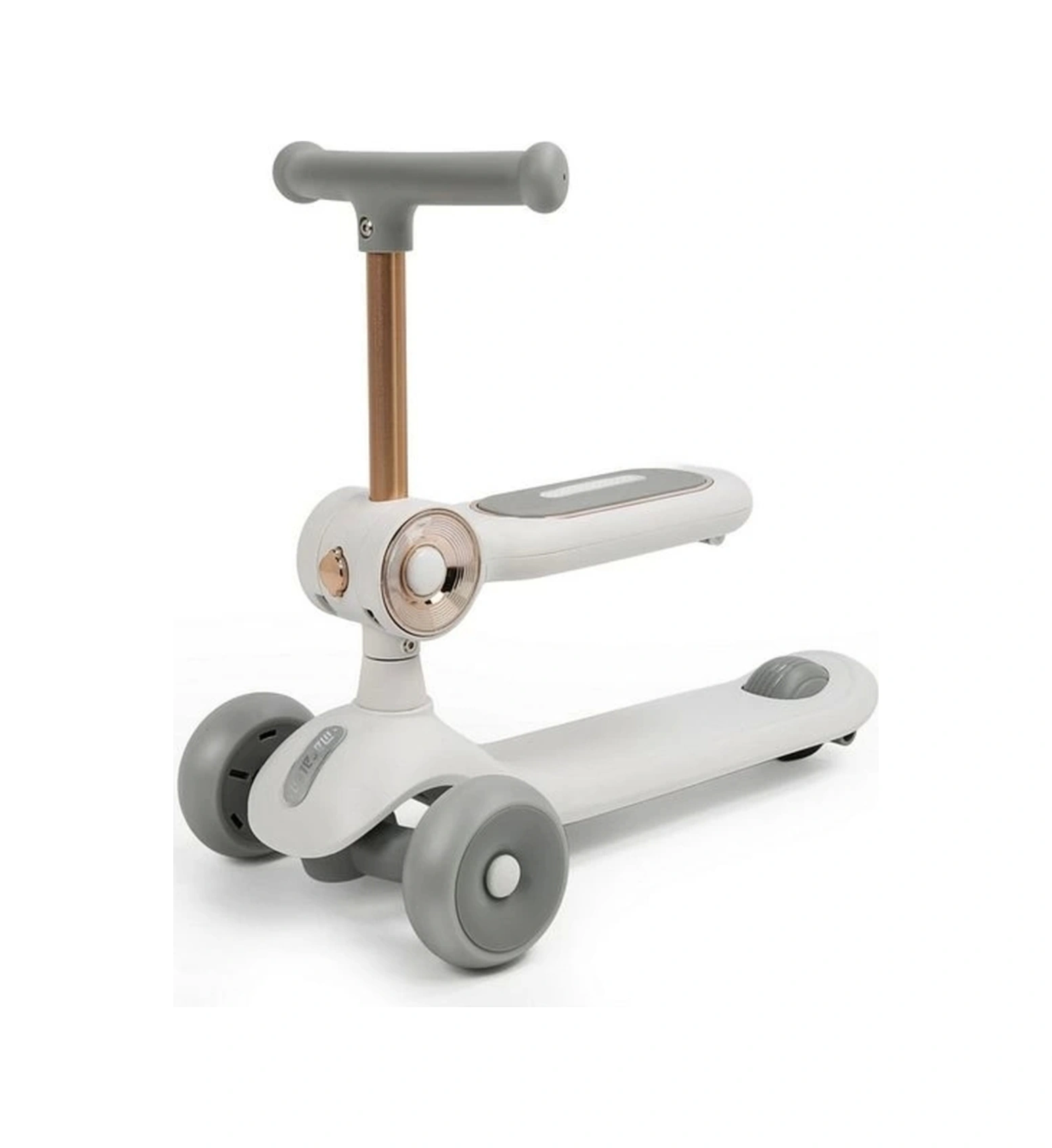 Led Işık 3 Tekerlekli Yükseklik Ayarlı Oturaklı Çocuk Scooter Beyaz Beyaz
