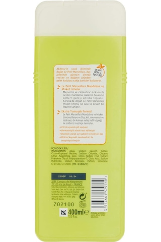 Le Petit Marseillais Mandalina ve Misket Limonu Banyo ve Duş Jeli 400 ML