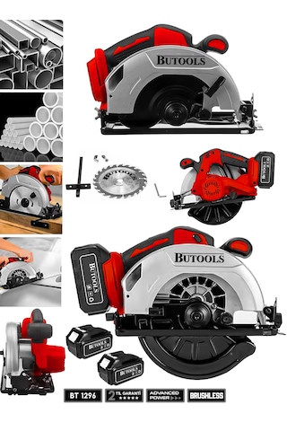 Butools ST-28 21-18CS-B Kırmızı 21V Platinum Akülü Çelik Şanzuman Şarjlı Ahşap Sunta Ağaç Kesme Makinesi Daire Testere