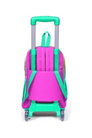 Coral High Kids Pembe Su Yeşili Unicornlu Kız Desenli Üç Bölmeli Çekçekli Okul Sırt Çantası 23933