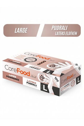 Corefood Pudralı Lateks Eldiven L 100 Adet