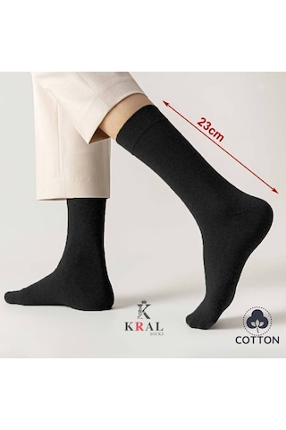 Kral 9004035997541 Yazlık Penye Parfümlü Orta Uzun Erkek Çorap 12'li Siyah